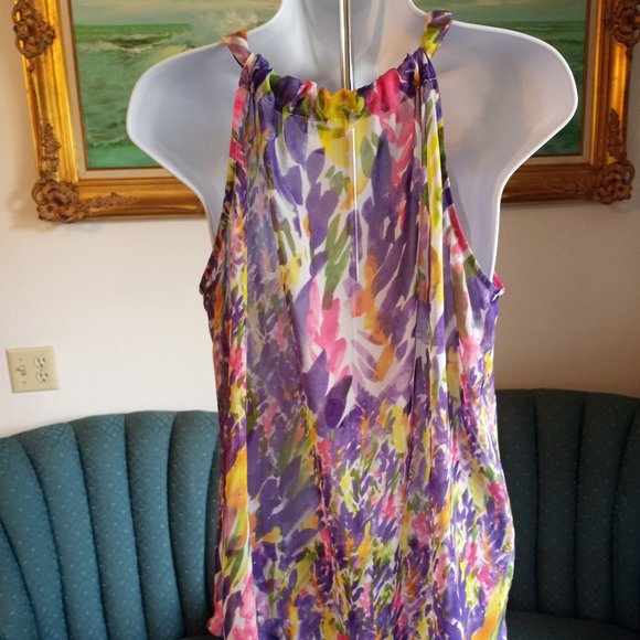 CAbi Petals Tank Top EUC Floral Size Medium Sheer-Item #281 - Picture 2 of 5